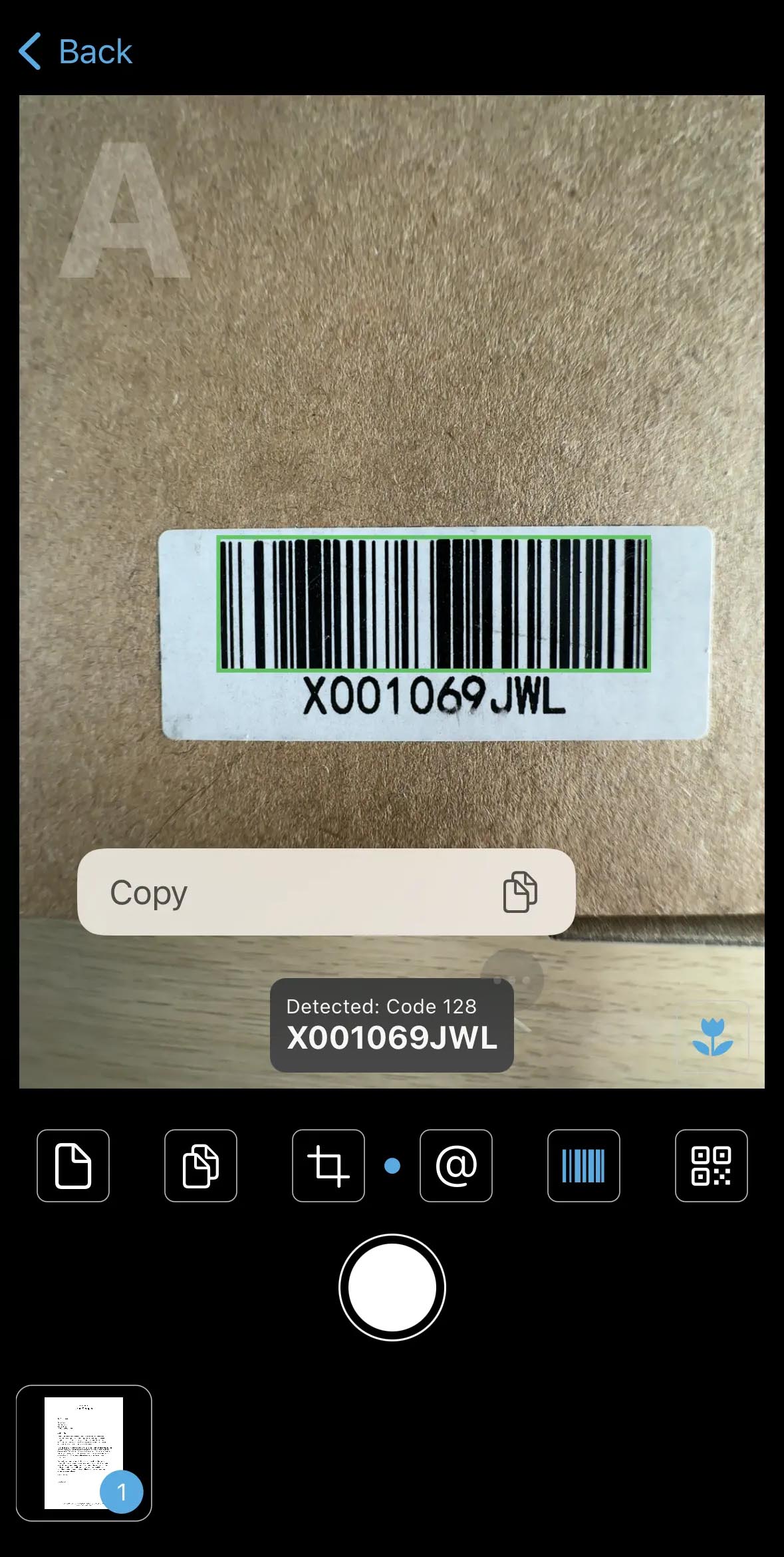 CoScan iPhone Scanner App Barcode 128